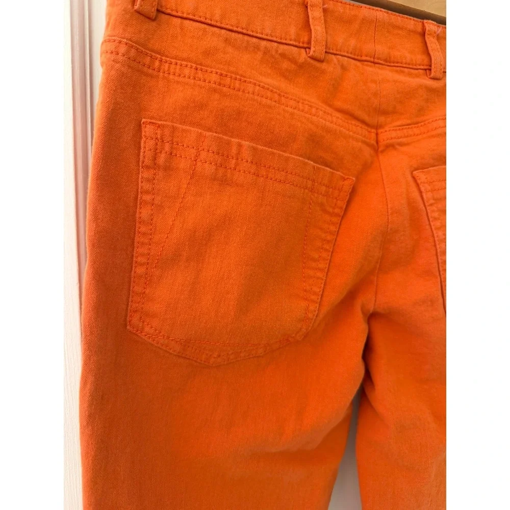 Akris Straight Leg Trousers Orange Size 4 Cotton Slim Fit